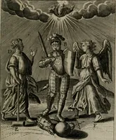 Picture 49 of 136 from Christeliicken waerseggher : de principale stucken van t'Christen geloof en Leuen int cort begrijpende : met een rolle der deugtsaemheyt daer op dienende : ende een schildt-wacht teghen de valsche waersegghers, tooueraers, etc. (1603), leaf 210