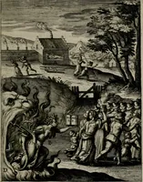 An illustration from Christeliicken waerseggher : de principale stucken van t'Christen geloof en Leuen int cort begrijpende : met een rolle der deugtsaemheyt daer op dienende : ende een schildt-wacht teghen de valsche waersegghers, tooueraers, etc. (1603)