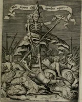 An illustration from Christeliicken waerseggher : de principale stucken van t'Christen geloof en Leuen int cort begrijpende : met een rolle der deugtsaemheyt daer op dienende : ende een schildt-wacht teghen de valsche waersegghers, tooueraers, etc. (1603)