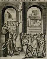 An illustration from Christeliicken waerseggher : de principale stucken van t'Christen geloof en Leuen int cort begrijpende : met een rolle der deugtsaemheyt daer op dienende : ende een schildt-wacht teghen de valsche waersegghers, tooueraers, etc. (1603)