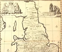 An illustration from Chronicon saxonicum, seu Annales rerum in Anglia præcique gestarum, a Christo nato ad annum usque MCLIV. deducti, ac jam demum latinitate donati. Cum indice rerum chronologico. Accedunt regulæ ad investigandas nominum locorum origines. Et nominum locorum ac virorum in chronico memoratorum explicatio (1692)