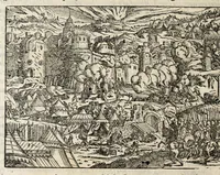Picture 16 of 55 from Chronicorvm Tvrcicorvm, in quibus Tvrcorvm origo, principes, imperatores, bella, praelia, caedes, victoriae, reiqve militaris ratio, et caetera huc pertinentia ... exponuntur; et Mahometicae religionis instituta, iudiciorumq. processus, & aulae constitutio; procerum item ac populi mores, vitaeq. degendae ratio percensetur: accessere, Narratio de Baiazethis filiorvm seditionibvs; Tvrcicarvm item rerum epitome; ... et Iohannis Aventini Liber, in quo causae miseriarum, quibus Christiana respub. premitur, indicantur ... tomvs primvs (1578), leaf 306