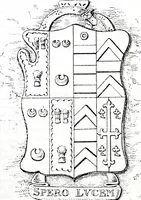 An illustration from The church heraldry of Norfolk : a description of all coats of arms on brasses, monuments, slabs, hatchments, &c., now to be found in the county, illustrated, with references to Blomefield's History of Norfolk and Burke's Armory, together with notes from the inscriptions attached (1887)