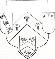 An illustration from The church heraldry of Norfolk : a description of all coats of arms on brasses, monuments, slabs, hatchments, &c., now to be found in the county, illustrated, with references to Blomefield's History of Norfolk and Burke's Armory, together with notes from the inscriptions attached (1887)