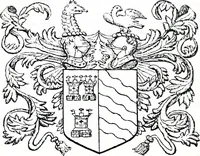 An illustration from The church heraldry of Norfolk : a description of all coats of arms on brasses, monuments, slabs, hatchments, &c., now to be found in the county, illustrated, with references to Blomefield's History of Norfolk and Burke's Armory, together with notes from the inscriptions attached (1887)