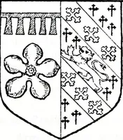 An illustration from The church heraldry of Norfolk : a description of all coats of arms on brasses, monuments, slabs, hatchments, &c., now to be found in the county, illustrated, with references to Blomefield's History of Norfolk and Burke's Armory, together with notes from the inscriptions attached (1887)