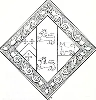 An illustration from The church heraldry of Norfolk : a description of all coats of arms on brasses, monuments, slabs, hatchments, &c., now to be found in the county, illustrated, with references to Blomefield's History of Norfolk and Burke's Armory, together with notes from the inscriptions attached (1887)