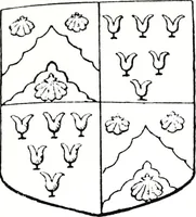 An illustration from The church heraldry of Norfolk : a description of all coats of arms on brasses, monuments, slabs, hatchments, &c., now to be found in the county, illustrated, with references to Blomefield's History of Norfolk and Burke's Armory, together with notes from the inscriptions attached (1887)