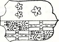 An illustration from The church heraldry of Norfolk : a description of all coats of arms on brasses, monuments, slabs, hatchments, &c., now to be found in the county, illustrated, with references to Blomefield's History of Norfolk and Burke's Armory, together with notes from the inscriptions attached (1887)