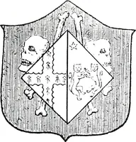 An illustration from The church heraldry of Norfolk : a description of all coats of arms on brasses, monuments, slabs, hatchments, &c., now to be found in the county, illustrated, with references to Blomefield's History of Norfolk and Burke's Armory, together with notes from the inscriptions attached (1887)