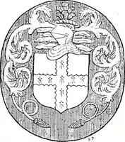 An illustration from The church heraldry of Norfolk : a description of all coats of arms on brasses, monuments, slabs, hatchments, &c., now to be found in the county, illustrated, with references to Blomefield's History of Norfolk and Burke's Armory, together with notes from the inscriptions attached (1887)
