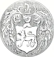 An illustration from The church heraldry of Norfolk : a description of all coats of arms on brasses, monuments, slabs, hatchments, &c., now to be found in the county, illustrated, with references to Blomefield's History of Norfolk and Burke's Armory, together with notes from the inscriptions attached (1887)