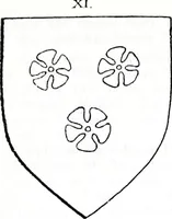 An illustration from The church heraldry of Norfolk : a description of all coats of arms on brasses, monuments, slabs, hatchments, &c., now to be found in the county, illustrated, with references to Blomefield's History of Norfolk and Burke's Armory, together with notes from the inscriptions attached (1887)