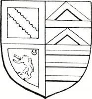 An illustration from The church heraldry of Norfolk : a description of all coats of arms on brasses, monuments, slabs, hatchments, &c., now to be found in the county, illustrated, with references to Blomefield's History of Norfolk and Burke's Armory, together with notes from the inscriptions attached (1887)