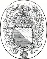 An illustration from The church heraldry of Norfolk : a description of all coats of arms on brasses, monuments, slabs, hatchments, &c., now to be found in the county, illustrated, with references to Blomefield's History of Norfolk and Burke's Armory, together with notes from the inscriptions attached (1887)