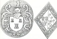 An illustration from The church heraldry of Norfolk : a description of all coats of arms on brasses, monuments, slabs, hatchments, &c., now to be found in the county, illustrated, with references to Blomefield's History of Norfolk and Burke's Armory, together with notes from the inscriptions attached (1887)