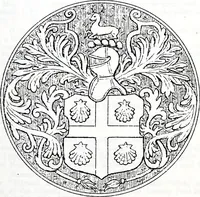 An illustration from The church heraldry of Norfolk : a description of all coats of arms on brasses, monuments, slabs, hatchments, &c., now to be found in the county, illustrated, with references to Blomefield's History of Norfolk and Burke's Armory, together with notes from the inscriptions attached (1887)