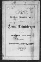 An illustration from London Cricket Club [microform] : second annual entertainment in the Mechanics' Hall, on Thursday, Dec. 6, 1877 (1877)