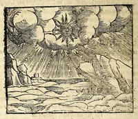 An illustration from Circulus horologI lunaris et solaris, hoc est, Breuissima synopsis, historica, typica et mystica : variis figuris & emblematis illustrata, repraesentans ex Vetere & Nouo Testamento continuam seriem praecipuarum ecclesiae & mundi mutationum, ceu horarum quarundam, praeteritarum, praesentium & secuturarum vlsque ad mundi consummationem (1616)