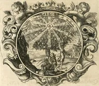 An illustration from Cistercium bis-tertium seu Historia elogialis, in qua sacerrimi ordinis cisterciensis anno Domini 1698 à sui origine sexies, seu bis-ter saecularis primordia, incrementa, praeclara gesta ... connexiones cum religiosis ordinibus, coenobiorum series per terras austriacas . (1700)