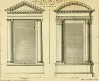 Picture 57 of 252 from The city and country builder's and workman's treasury of designs : or, The art of drawing and working the ornamental parts of architecture. Illustrated by upwards of four hundred grand designs, neatly engraved one hundred and eighty-fix Copper plates, for piers, gates, doors, windowns, niches, buffets, cisterns, chimney pieces, tabernacle frames, pavements, frets, gulochi's, pulpits, types, altar pieces, monuments, fonts, obelisques, pedestals, for sun-dials, busto's and stone tables, book-cafes, cielings and iron works ; proprortioned by Aliquot Pars ; with an appendix of fourteen plates of strusses for girders and beams, different sorts of rafters, and a variety of roofs, &c ; to which are prefix'd the five orders of columns, according to Andrea Palladio ; whose members are apportioned by Aliquot Pars, in a more easy manner, than has yet been done ; the whole interspersed with sure rules for working all the varieties of raking members in pediments, modilions, &c. the like, for the immediate use of workmen, never published before in any language (1741), leaf 124