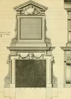 An illustration from The city and country builder's and workman's treasury of designs : or, The art of drawing and working the ornamental parts of architecture. Illustrated by upwards of four hundred grand designs, neatly engraved one hundred and eighty-fix Copper plates, for piers, gates, doors, windowns, niches, buffets, cisterns, chimney pieces, tabernacle frames, pavements, frets, gulochi's, pulpits, types, altar pieces, monuments, fonts, obelisques, pedestals, for sun-dials, busto's and stone tables, book-cafes, cielings and iron works ; proprortioned by Aliquot Pars ; with an appendix of fourteen plates of strusses for girders and beams, different sorts of rafters, and a variety of roofs, &c ; to which are prefix'd the five orders of columns, according to Andrea Palladio ; whose members are apportioned by Aliquot Pars, in a more easy manner, than has yet been done ; the whole interspersed with sure rules for working all the varieties of raking members in pediments, modilions, &c. the like, for the immediate use of workmen, never published before in any language (1741)