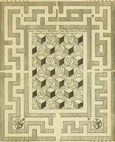 An illustration from The city and country builder's and workman's treasury of designs : or, The art of drawing and working the ornamental parts of architecture. Illustrated by upwards of four hundred grand designs, neatly engraved one hundred and eighty-fix Copper plates, for piers, gates, doors, windowns, niches, buffets, cisterns, chimney pieces, tabernacle frames, pavements, frets, gulochi's, pulpits, types, altar pieces, monuments, fonts, obelisques, pedestals, for sun-dials, busto's and stone tables, book-cafes, cielings and iron works ; proprortioned by Aliquot Pars ; with an appendix of fourteen plates of strusses for girders and beams, different sorts of rafters, and a variety of roofs, &c ; to which are prefix'd the five orders of columns, according to Andrea Palladio ; whose members are apportioned by Aliquot Pars, in a more easy manner, than has yet been done ; the whole interspersed with sure rules for working all the varieties of raking members in pediments, modilions, &c. the like, for the immediate use of workmen, never published before in any language (1741)