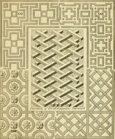 An illustration from The city and country builder's and workman's treasury of designs : or, The art of drawing and working the ornamental parts of architecture. Illustrated by upwards of four hundred grand designs, neatly engraved one hundred and eighty-fix Copper plates, for piers, gates, doors, windowns, niches, buffets, cisterns, chimney pieces, tabernacle frames, pavements, frets, gulochi's, pulpits, types, altar pieces, monuments, fonts, obelisques, pedestals, for sun-dials, busto's and stone tables, book-cafes, cielings and iron works ; proprortioned by Aliquot Pars ; with an appendix of fourteen plates of strusses for girders and beams, different sorts of rafters, and a variety of roofs, &c ; to which are prefix'd the five orders of columns, according to Andrea Palladio ; whose members are apportioned by Aliquot Pars, in a more easy manner, than has yet been done ; the whole interspersed with sure rules for working all the varieties of raking members in pediments, modilions, &c. the like, for the immediate use of workmen, never published before in any language (1741)