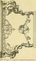 An illustration from The city and country builder's and workman's treasury of designs : or, The art of drawing and working the ornamental parts of architecture. Illustrated by upwards of four hundred grand designs, neatly engraved one hundred and eighty-fix Copper plates, for piers, gates, doors, windowns, niches, buffets, cisterns, chimney pieces, tabernacle frames, pavements, frets, gulochi's, pulpits, types, altar pieces, monuments, fonts, obelisques, pedestals, for sun-dials, busto's and stone tables, book-cafes, cielings and iron works ; proprortioned by Aliquot Pars ; with an appendix of fourteen plates of strusses for girders and beams, different sorts of rafters, and a variety of roofs, &c ; to which are prefix'd the five orders of columns, according to Andrea Palladio ; whose members are apportioned by Aliquot Pars, in a more easy manner, than has yet been done ; the whole interspersed with sure rules for working all the varieties of raking members in pediments, modilions, &c. the like, for the immediate use of workmen, never published before in any language (1741)