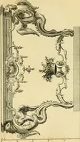 An illustration from The city and country builder's and workman's treasury of designs : or, The art of drawing and working the ornamental parts of architecture. Illustrated by upwards of four hundred grand designs, neatly engraved one hundred and eighty-fix Copper plates, for piers, gates, doors, windowns, niches, buffets, cisterns, chimney pieces, tabernacle frames, pavements, frets, gulochi's, pulpits, types, altar pieces, monuments, fonts, obelisques, pedestals, for sun-dials, busto's and stone tables, book-cafes, cielings and iron works ; proprortioned by Aliquot Pars ; with an appendix of fourteen plates of strusses for girders and beams, different sorts of rafters, and a variety of roofs, &c ; to which are prefix'd the five orders of columns, according to Andrea Palladio ; whose members are apportioned by Aliquot Pars, in a more easy manner, than has yet been done ; the whole interspersed with sure rules for working all the varieties of raking members in pediments, modilions, &c. the like, for the immediate use of workmen, never published before in any language (1741)