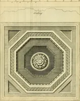 An illustration from The city and country builder's and workman's treasury of designs : or, The art of drawing and working the ornamental parts of architecture. Illustrated by upwards of four hundred grand designs, neatly engraved one hundred and eighty-fix Copper plates, for piers, gates, doors, windowns, niches, buffets, cisterns, chimney pieces, tabernacle frames, pavements, frets, gulochi's, pulpits, types, altar pieces, monuments, fonts, obelisques, pedestals, for sun-dials, busto's and stone tables, book-cafes, cielings and iron works ; proprortioned by Aliquot Pars ; with an appendix of fourteen plates of strusses for girders and beams, different sorts of rafters, and a variety of roofs, &c ; to which are prefix'd the five orders of columns, according to Andrea Palladio ; whose members are apportioned by Aliquot Pars, in a more easy manner, than has yet been done ; the whole interspersed with sure rules for working all the varieties of raking members in pediments, modilions, &c. the like, for the immediate use of workmen, never published before in any language (1741)