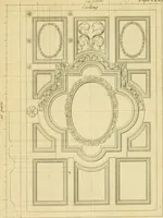 An illustration from The city and country builder's and workman's treasury of designs : or, The art of drawing and working the ornamental parts of architecture. Illustrated by upwards of four hundred grand designs, neatly engraved one hundred and eighty-fix Copper plates, for piers, gates, doors, windowns, niches, buffets, cisterns, chimney pieces, tabernacle frames, pavements, frets, gulochi's, pulpits, types, altar pieces, monuments, fonts, obelisques, pedestals, for sun-dials, busto's and stone tables, book-cafes, cielings and iron works ; proprortioned by Aliquot Pars ; with an appendix of fourteen plates of strusses for girders and beams, different sorts of rafters, and a variety of roofs, &c ; to which are prefix'd the five orders of columns, according to Andrea Palladio ; whose members are apportioned by Aliquot Pars, in a more easy manner, than has yet been done ; the whole interspersed with sure rules for working all the varieties of raking members in pediments, modilions, &c. the like, for the immediate use of workmen, never published before in any language (1741)