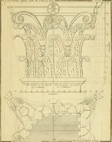 An illustration from The city and country builder's and workman's treasury of designs : or, The art of drawing and working the ornamental parts of architecture. Illustrated by upwards of four hundred grand designs, neatly engraved one hundred and eighty-fix Copper plates, for piers, gates, doors, windowns, niches, buffets, cisterns, chimney pieces, tabernacle frames, pavements, frets, gulochi's, pulpits, types, altar pieces, monuments, fonts, obelisques, pedestals, for sun-dials, busto's and stone tables, book-cafes, cielings and iron works ; proprortioned by Aliquot Pars ; with an appendix of fourteen plates of strusses for girders and beams, different sorts of rafters, and a variety of roofs, &c ; to which are prefix'd the five orders of columns, according to Andrea Palladio ; whose members are apportioned by Aliquot Pars, in a more easy manner, than has yet been done ; the whole interspersed with sure rules for working all the varieties of raking members in pediments, modilions, &c. the like, for the immediate use of workmen, never published before in any language (1741)