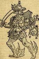 An illustration from C. Ivlii Hygini, Avgvsti liberti, Fabvlarvm liber ... Eivsdem Poeticon astronomicon libri quatuor. Quibus accessererunt similis argumenti, Palæphati De fabulosis narrationibus liber I. F. Fvlgentii Placiadis ... Mythologiarum libri III. Eivsdem De vocum antiquarum interpretatione liber I. Phornvti De natura deorum, siue Poëticarum fabularum allegoriis, speculatio. Albrici ... De deorum imaginibus liber. Arati fragmentum, Germanico Cæsare interprete. Eivsdem Phænomena græcè, cu interpretatione latina. Apollodori Biblioth. siue De decorum origine. Lilii. G. Gyraldi. De musis syntagnia. Index rerum sententiarum, & fabularum ... copiosissimus (1578)