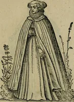 An illustration from Cleri totius Romanae ecclesiae subiecti, seu, Pontificiorvm ordinvm omnivm omnino vtrivsqve sexvs, habitvs, artificiosissimis figuris, quibus Francisci Modii singula octosticha adiecta sunt, nunc primùm à Ivdoco Ammanno expressi: neqve vnquam antehac similiter editi. Addito libello singvlari eivsdem Francisci Modij Brug. in quo cuiusque ordinis ecclesiastici origo, progressus & vestitus ratio breuiter ex variis historicis delineatur (1585)