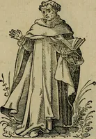 An illustration from Cleri totius Romanae ecclesiae subiecti, seu, Pontificiorvm ordinvm omnivm omnino vtrivsqve sexvs, habitvs, artificiosissimis figuris, quibus Francisci Modii singula octosticha adiecta sunt, nunc primùm à Ivdoco Ammanno expressi: neqve vnquam antehac similiter editi. Addito libello singvlari eivsdem Francisci Modij Brug. in quo cuiusque ordinis ecclesiastici origo, progressus & vestitus ratio breuiter ex variis historicis delineatur (1585)