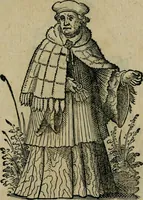 An illustration from Cleri totius Romanae ecclesiae subiecti, seu, Pontificiorvm ordinvm omnivm omnino vtrivsqve sexvs, habitvs, artificiosissimis figuris, quibus Francisci Modii singula octosticha adiecta sunt, nunc primùm à Ivdoco Ammanno expressi: neqve vnquam antehac similiter editi. Addito libello singvlari eivsdem Francisci Modij Brug. in quo cuiusque ordinis ecclesiastici origo, progressus & vestitus ratio breuiter ex variis historicis delineatur (1585)