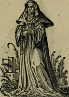 An illustration from Cleri totius Romanae ecclesiae subiecti, seu, Pontificiorvm ordinvm omnivm omnino vtrivsqve sexvs, habitvs, artificiosissimis figuris, quibus Francisci Modii singula octosticha adiecta sunt, nunc primùm à Ivdoco Ammanno expressi: neqve vnquam antehac similiter editi. Addito libello singvlari eivsdem Francisci Modij Brug. in quo cuiusque ordinis ecclesiastici origo, progressus & vestitus ratio breuiter ex variis historicis delineatur (1585)