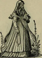 An illustration from Cleri totius Romanae ecclesiae subiecti, seu, Pontificiorvm ordinvm omnivm omnino vtrivsqve sexvs, habitvs, artificiosissimis figuris, quibus Francisci Modii singula octosticha adiecta sunt, nunc primùm à Ivdoco Ammanno expressi: neqve vnquam antehac similiter editi. Addito libello singvlari eivsdem Francisci Modij Brug. in quo cuiusque ordinis ecclesiastici origo, progressus & vestitus ratio breuiter ex variis historicis delineatur (1585)
