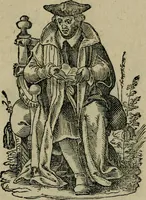 An illustration from Cleri totius Romanae ecclesiae subiecti, seu, Pontificiorvm ordinvm omnivm omnino vtrivsqve sexvs, habitvs, artificiosissimis figuris, quibus Francisci Modii singula octosticha adiecta sunt, nunc primùm à Ivdoco Ammanno expressi: neqve vnquam antehac similiter editi. Addito libello singvlari eivsdem Francisci Modij Brug. in quo cuiusque ordinis ecclesiastici origo, progressus & vestitus ratio breuiter ex variis historicis delineatur (1585)
