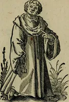 An illustration from Cleri totius Romanae ecclesiae subiecti, seu, Pontificiorvm ordinvm omnivm omnino vtrivsqve sexvs, habitvs, artificiosissimis figuris, quibus Francisci Modii singula octosticha adiecta sunt, nunc primùm à Ivdoco Ammanno expressi: neqve vnquam antehac similiter editi. Addito libello singvlari eivsdem Francisci Modij Brug. in quo cuiusque ordinis ecclesiastici origo, progressus & vestitus ratio breuiter ex variis historicis delineatur (1585)