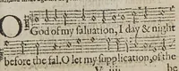 An illustration from The CL. Psalmes of David in meter. : With prayers and catechisme, according to the forme vsed in the Kirk of Scotland. With sundrie other things qubilk [sic] fall be declared in the table next following the kalender. (1596)