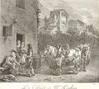 An illustration from Collection de cent-vingt estampes, gravée d'après les tableaux & dessins qui composoient le cabinet de m. Poullain ... précédée d'un abrégé historique de la vie des auteurs qui la composent ... Cette suite a été exécutée sous la direction du sieur Fr. Basan ... par de jeunes artistes des deux sexes, dont les talens se font connoître & accroissent de jour en jour. Le sr. Moitte ... en avoit fait les dessins, d'après les tableaux .. (1781)