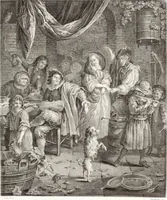 An illustration from Collection de cent-vingt estampes, gravée d'après les tableaux & dessins qui composoient le cabinet de m. Poullain ... précédée d'un abrégé historique de la vie des auteurs qui la composent ... Cette suite a été exécutée sous la direction du sieur Fr. Basan ... par de jeunes artistes des deux sexes, dont les talens se font connoître & accroissent de jour en jour. Le sr. Moitte ... en avoit fait les dessins, d'après les tableaux .. (1781)