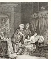 An illustration from Collection de cent-vingt estampes, gravée d'après les tableaux & dessins qui composoient le cabinet de m. Poullain ... précédée d'un abrégé historique de la vie des auteurs qui la composent ... Cette suite a été exécutée sous la direction du sieur Fr. Basan ... par de jeunes artistes des deux sexes, dont les talens se font connoître & accroissent de jour en jour. Le sr. Moitte ... en avoit fait les dessins, d'après les tableaux .. (1781)