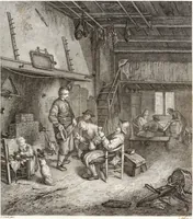 An illustration from Collection de cent-vingt estampes, gravée d'après les tableaux & dessins qui composoient le cabinet de m. Poullain ... précédée d'un abrégé historique de la vie des auteurs qui la composent ... Cette suite a été exécutée sous la direction du sieur Fr. Basan ... par de jeunes artistes des deux sexes, dont les talens se font connoître & accroissent de jour en jour. Le sr. Moitte ... en avoit fait les dessins, d'après les tableaux .. (1781)