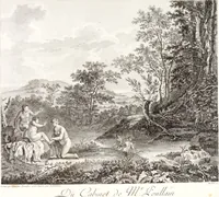 Picture 87 of 126 from Collection de cent-vingt estampes, gravée d'après les tableaux & dessins qui composoient le cabinet de m. Poullain ... précédée d'un abrégé historique de la vie des auteurs qui la composent ... Cette suite a été exécutée sous la direction du sieur Fr. Basan ... par de jeunes artistes des deux sexes, dont les talens se font connoître & accroissent de jour en jour. Le sr. Moitte ... en avoit fait les dessins, d'après les tableaux .. (1781), leaf 182