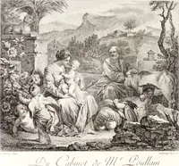 Picture 101 of 126 from Collection de cent-vingt estampes, gravée d'après les tableaux & dessins qui composoient le cabinet de m. Poullain ... précédée d'un abrégé historique de la vie des auteurs qui la composent ... Cette suite a été exécutée sous la direction du sieur Fr. Basan ... par de jeunes artistes des deux sexes, dont les talens se font connoître & accroissent de jour en jour. Le sr. Moitte ... en avoit fait les dessins, d'après les tableaux .. (1781), leaf 210