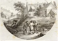 An illustration from Collection de cent-vingt estampes, gravée d'après les tableaux & dessins qui composoient le cabinet de m. Poullain ... précédée d'un abrégé historique de la vie des auteurs qui la composent ... Cette suite a été exécutée sous la direction du sieur Fr. Basan ... par de jeunes artistes des deux sexes, dont les talens se font connoître & accroissent de jour en jour. Le sr. Moitte ... en avoit fait les dessins, d'après les tableaux .. (1781)