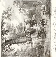 An illustration from Collection de cent-vingt estampes, gravée d'après les tableaux & dessins qui composoient le cabinet de m. Poullain ... précédée d'un abrégé historique de la vie des auteurs qui la composent ... Cette suite a été exécutée sous la direction du sieur Fr. Basan ... par de jeunes artistes des deux sexes, dont les talens se font connoître & accroissent de jour en jour. Le sr. Moitte ... en avoit fait les dessins, d'après les tableaux .. (1781)